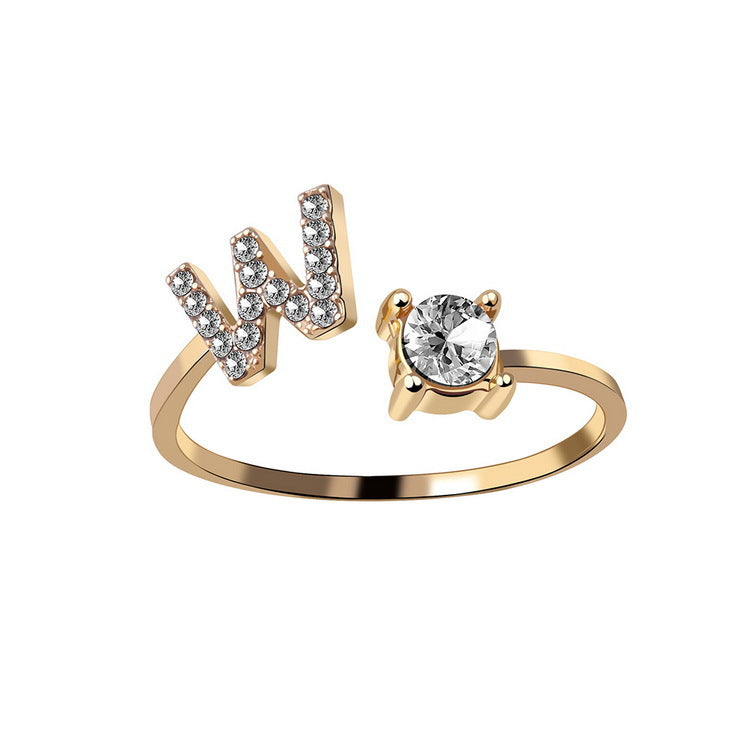 New Design Adjustable 26 Initial Letter Ring Fashion Jewelry For Women Simple Elegant Jewelry New Design Adjustable 26 Initial Letter Ring Fashion Jewelry For Women Simple Elegant Jewelry